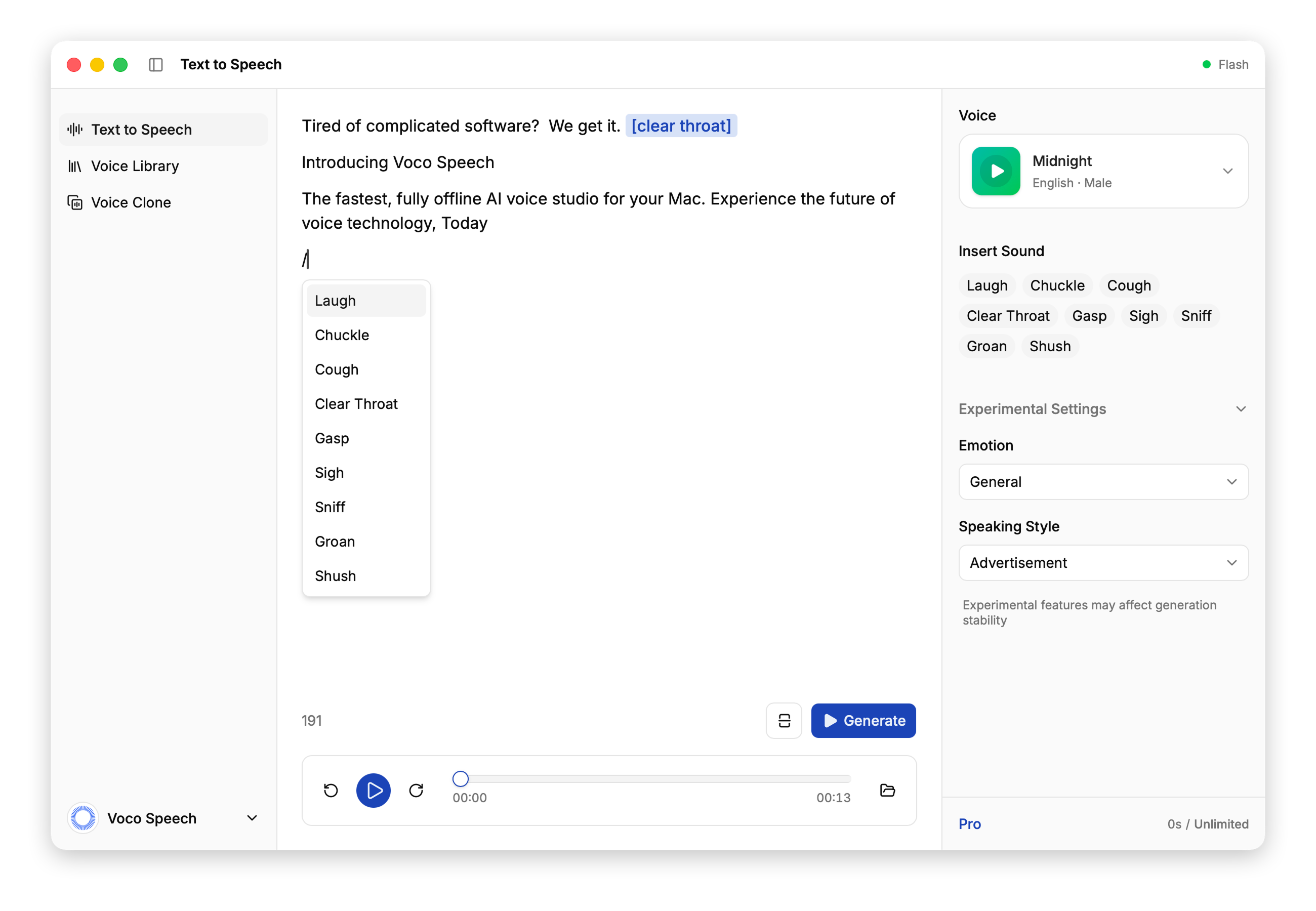 Voco Speech Screenshot